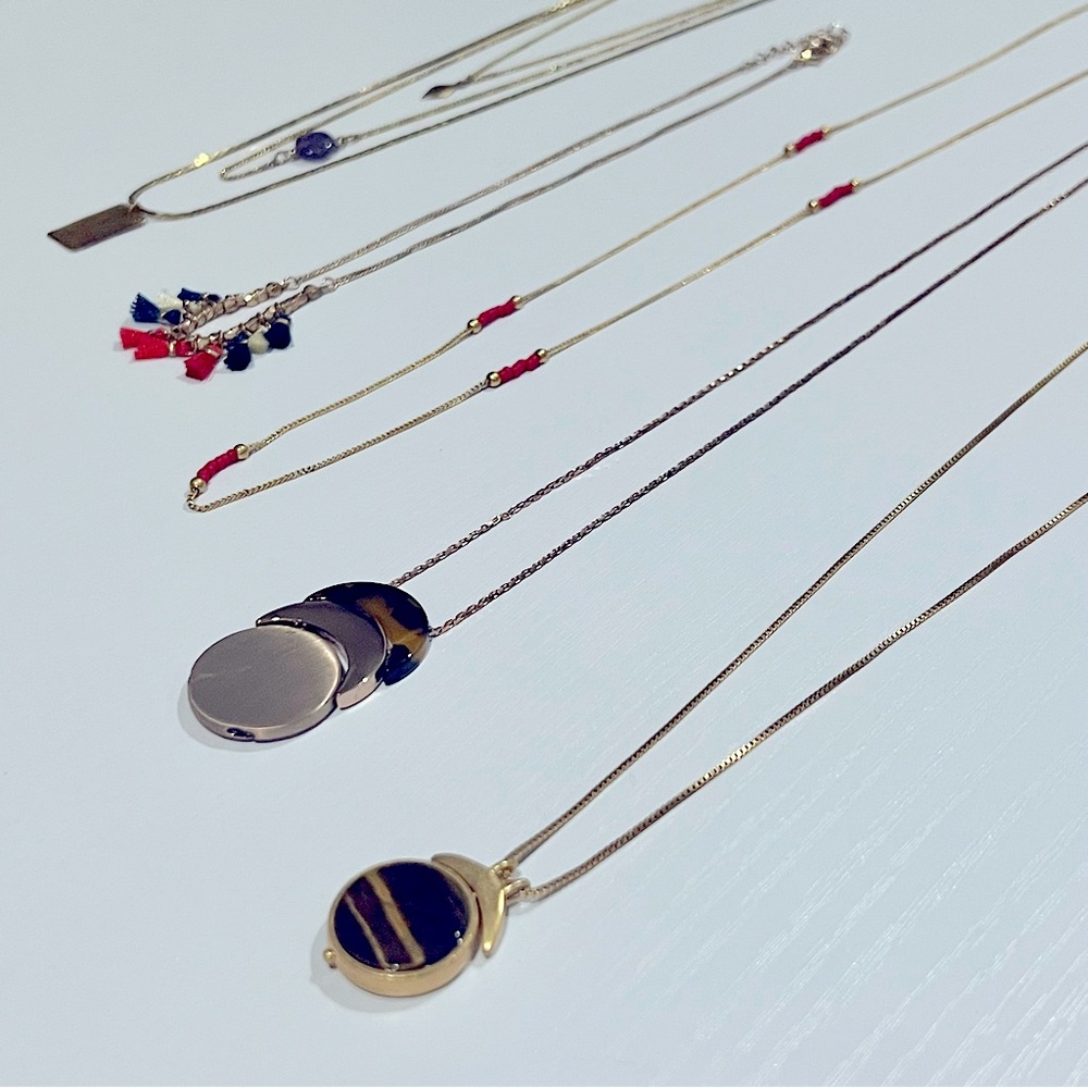 Five gold statement necklace lot Madewell, Loft